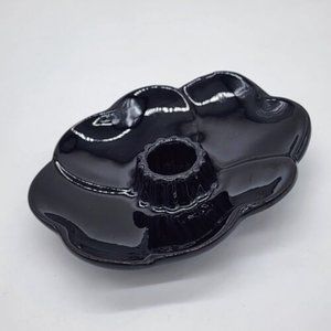 Vintage Frankoma Pottery 300 Dogwood Taper Candle Holder Black